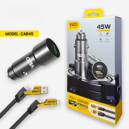 Car45 Dual-Port Fast Car Charger with 4-in-1 Cable
