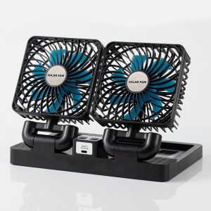 Double Head Solar Rechargeable Fan