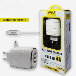 Vizo V16 3-Port Wall Charger with Built-in Type-C Cable