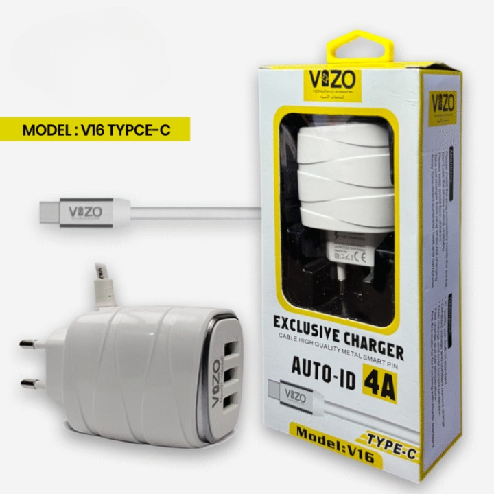 Vizo V16 3-Port Wall Charger with Built-in Type-C Cable