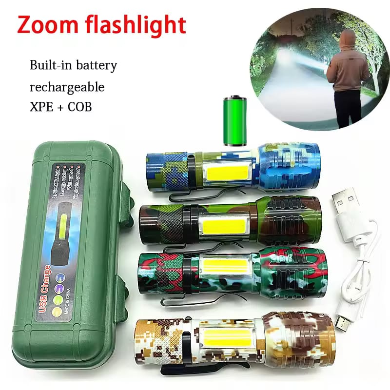 Rechargeable XPE + COB LED Torch