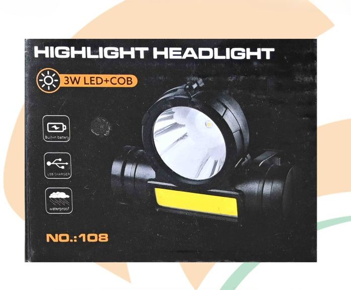 108 Rechargeable LED Headlamp with Dual Light